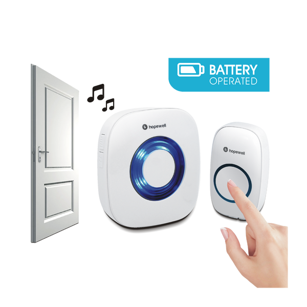 200m EXTRA Battery Operated Wireless Doorbell   |   Twin Pack