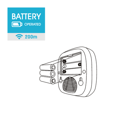 200m EXTRA Battery Operated Wireless Doorbell &nbsp | &nbsp Twin Pack